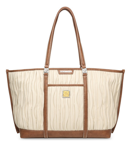 Bolsa Tote Bakari Bone/camel Steve Madden Bags Acabado de los herrajes Níquel Correa de hombro Marrón claro Diseño de la tela Texturizado