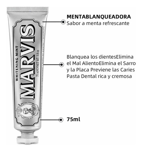 Hc Marvis Pasta De Dientes Menta Blanqueadora 3 Varillas