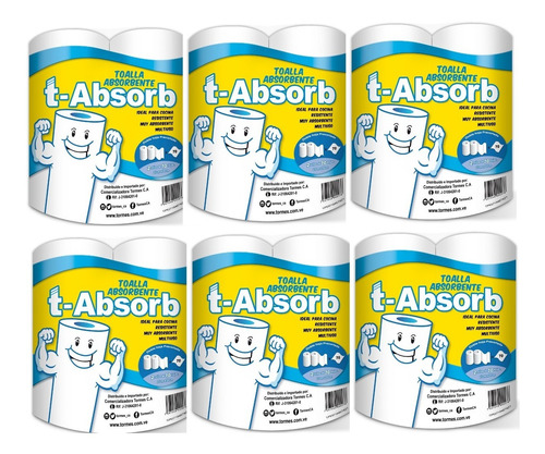 Toalla Absorbente T-absorb Blanco (12 Rollosx Bto)