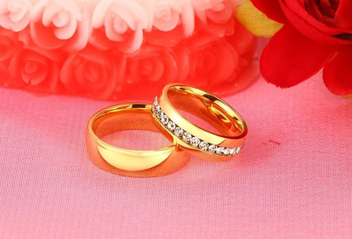 Anillo Elegante De Acero Para Bodas- Compromisos.