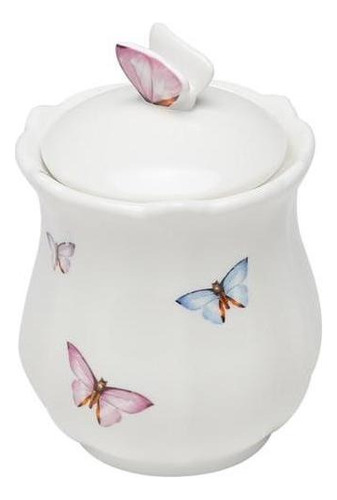 Pote Wolff Borboletas De Porcelana Com Tampa Branco