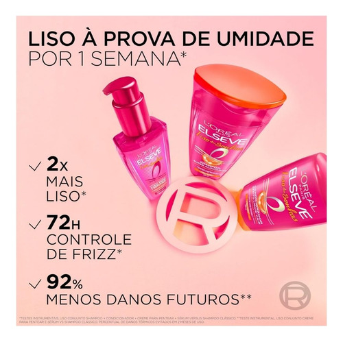 Kit Elseve Liso Dos Sonhos Shampoo 400ml+ Cond 200ml+ Serum