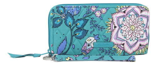 Muñequera De Acordeón Rfid De Algodón Vera Bradley, Peacock 