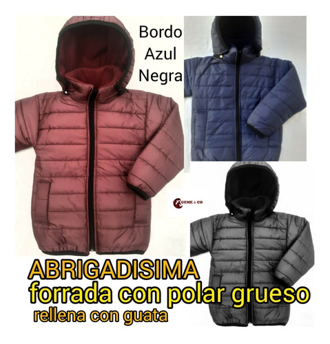 Campera Super Abrigada Colegial Forrada Con Polar + Guata