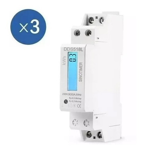 Pack 3 Medidor De Energía Eléctrica Kwh 5-32a 220vac 50hz