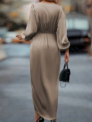 Vestido Satinado Tono Verde, Importado - Moers