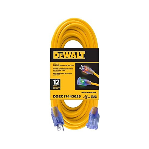 Dewalt Cable De Extensión Iluminado Sjtw De 25 Pies, 12/3 Pi