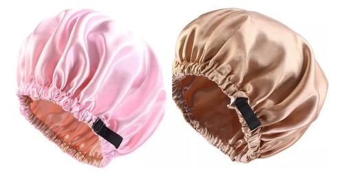 2 Gorros De Dormir Satén Pelo Rizado Capó De Seda Elástica