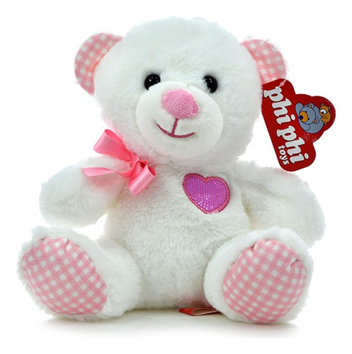 Peluche Oso Con Moño Y Corazon Bordado 25cm - Phi Phi Toys