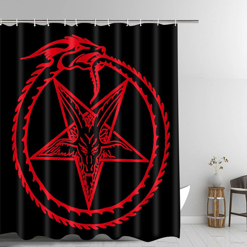 Cortina Ducha Diseño Cabeza Cabra Para Tatuaje Baño 72 X 72