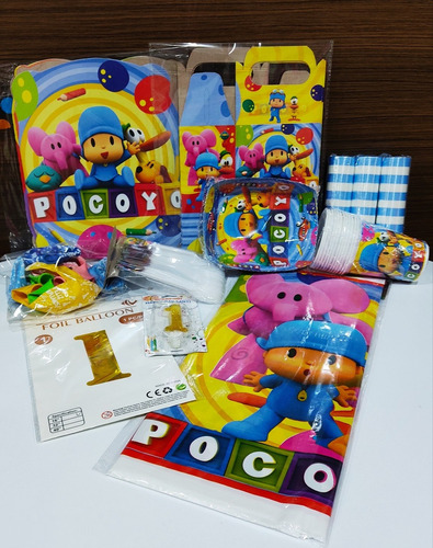 Set, Kit De Decoración Infantil Pocoyó, Para 12 Personas.