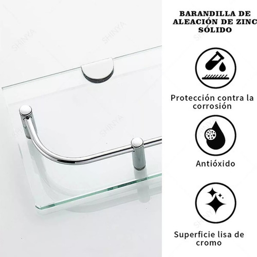 Organizador Ducha Repisa Baño Set 2 Vidrio Templado