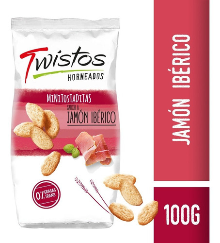 Twistos Mini Tostaditas Jamon Iberico Snack Horneado 100g