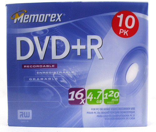 Memorex Dvd+r 10 Unidades Case Fino Originales Dvd Sellados