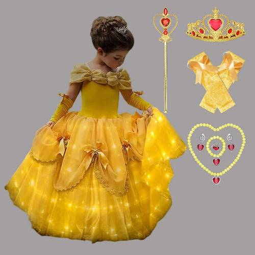 Vestido Up Princess B Para Niña Dress The Beast Belle Costum