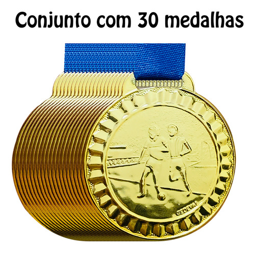 Kit 30 Medalhas Campeonato Futsal Futebol 4,5 Cm Premiação Cor Ouro