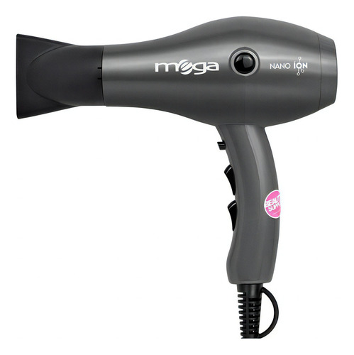 Secador Pelo Profesional Mega Nano Ion 2000w Compacto Color Gris Oscuro