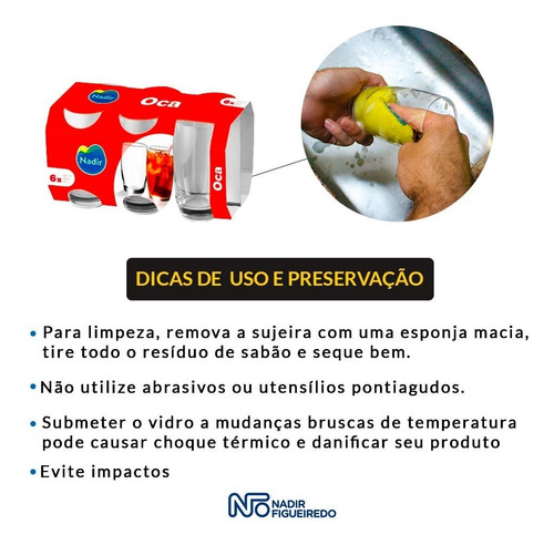 Imagem 8 de 10 de Copos Oca 300ml Jogo C/ 24 Peças Vidro Nadir 7729