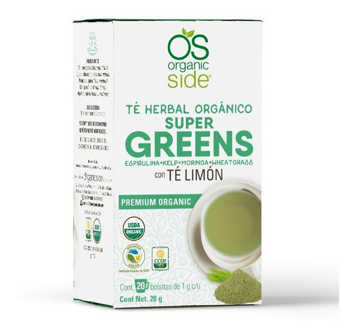 Organic Side Té Herbal Super Greens Con Te Limon