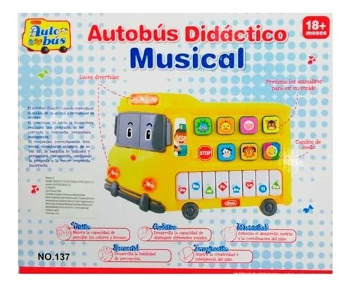 Organeta Musical Didáctico Niños Aprendizaje Piano Bus Color Amarillo