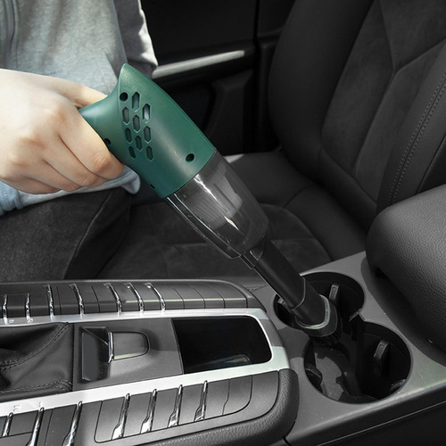 Aspirador De Coche Potente Succión Mini Plumero Verde
