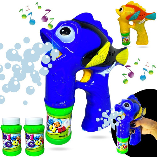 Brinquedo Lança Bolhas De Sabão Peixinho Arminha C/ Água Cor Azul