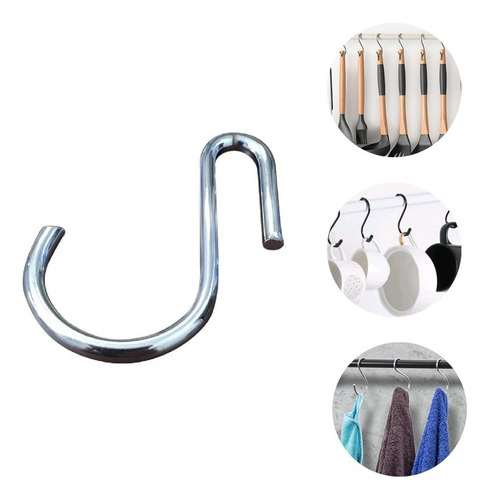 Kit 20 Ganchos S Aço Cromado Utensílio Barra Suporte Cozinha