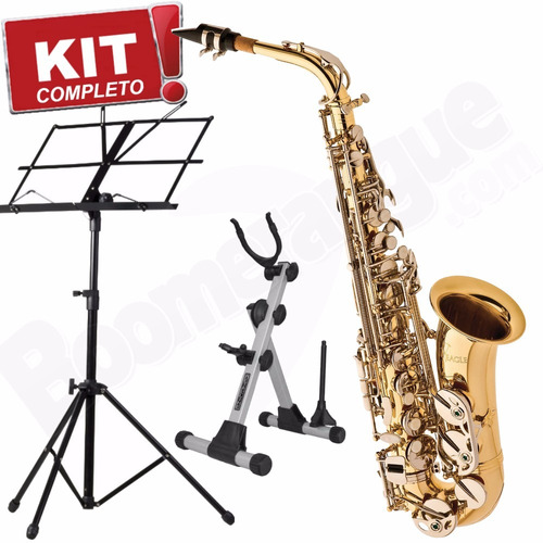 Kit Saxofone Alto Sa500 Ln Eagle Mib Suporte Partitura