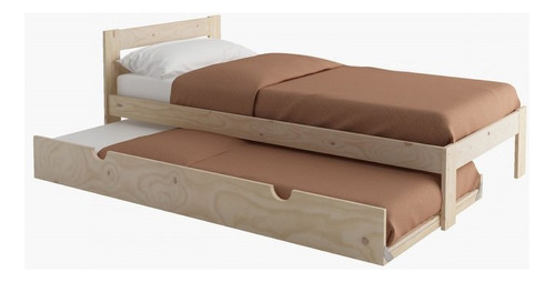 Cama Con Nido Sencilla 90 Cm Madera 100% Maciza Ref: Lore