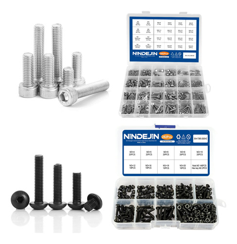 Nindejin Kit Surtido Tornillo Para Maquina M2 M3 M4 M5 Acero