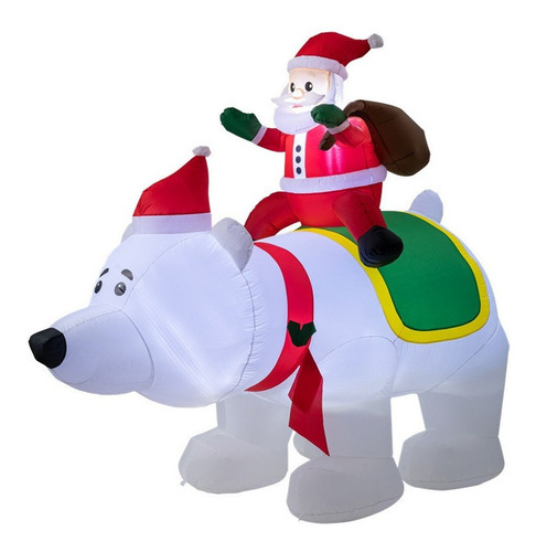 6.5 Pies Navidad Inflable Papá Noel Monta Un Oso Polar Par T