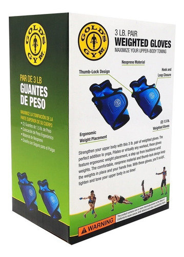 Imagen 5 de 5 de Par De Guantes Con Peso De 3lb Gold's Gym Yoga, Pilates