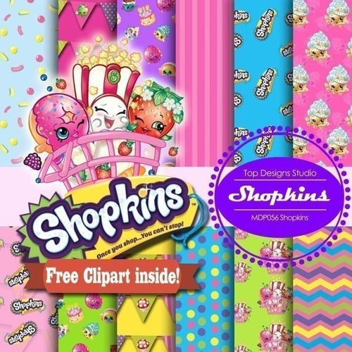 Kit Imprimible Fondos Clipart - Shopkins