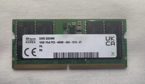 Memoria Ram Ddr5 Sodimm (1x16gb) 4800mhz Hynix Portatil