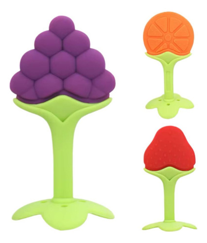 Mordedor De Silicona Rasca Encías Bebé Frutas Set 3pcs
