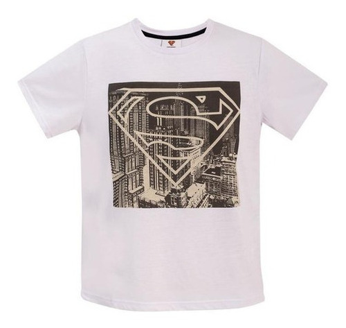 Polera Niño Metropolis Superman Blanco Dc Comics 