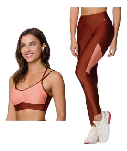 Kit Conjunto Fitness Top E Legging Selene Academia Cross Fit