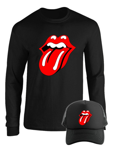 Camibuso Manga Larga Rolling Stones Con Gorra Combo M1