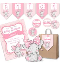 Comprar Kit Imprimible Elefantito Rosa Invitacion Candy Bar Editable