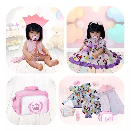 Boneca Bebê Reborn Verdade Barata 53cm Princesa + Bolsa