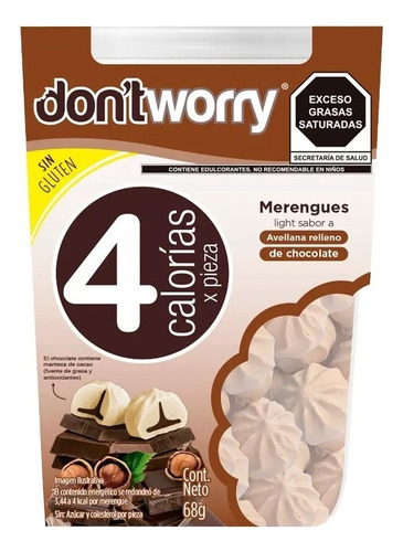 Merengue Don't Worry Avellana Con Chocolate 68g