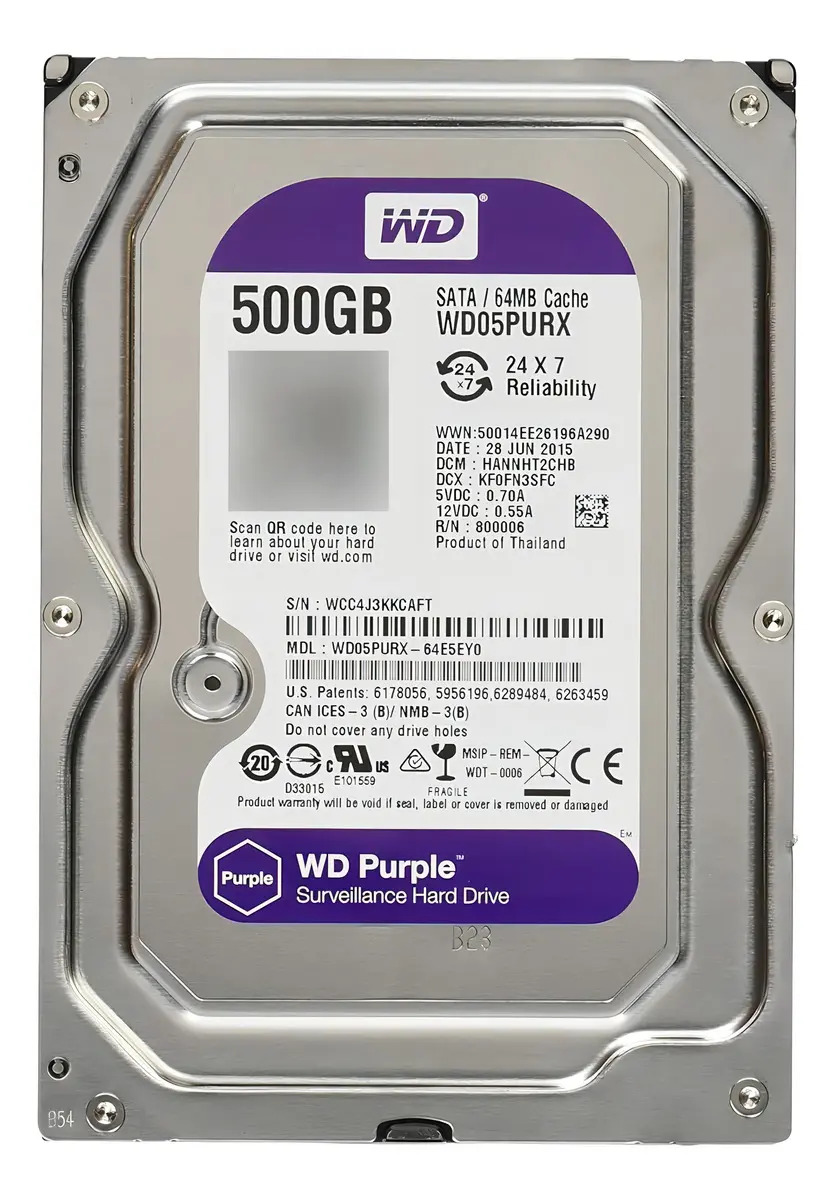 HD 500 GB WD Purple SATA III 3.5 Interno Para DVR