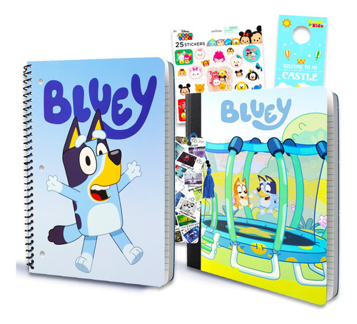 Conjunto De Cadernos Bluey Journal Composition Adesivos Para