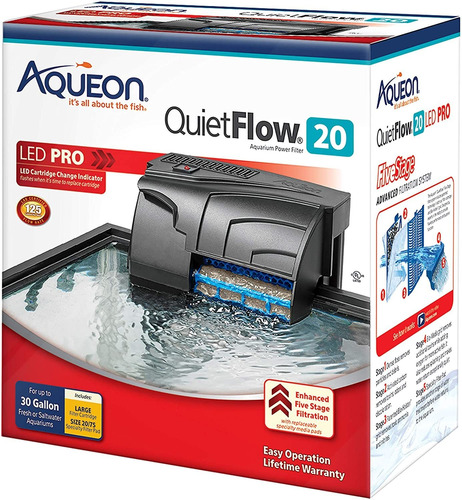 Aqueon Quietflow Led Pro Aquarium Power Filter 20 Para Acuar