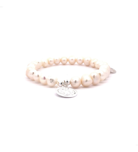 Pulsera Perla Natural Con Dije San Benito Plata 925 Agálea