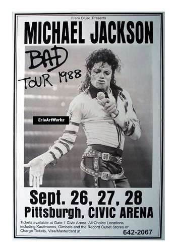 Póster Papel Fotográfico Bad Tour Michael Jackson Sala 60x80