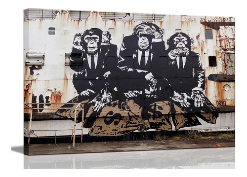 3 Wise Monkeys Graffiti Banksy Lienzo Arte De Pared Dont Lis