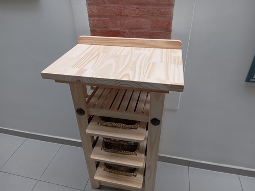 Mueble Verdulero 3 Canastos Y Estante + Tabla De Amasar