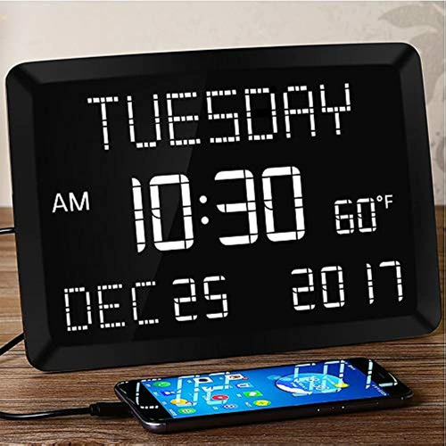 Mesqool 115 Calendario Digital Led Reloj De Día Para El Escr
