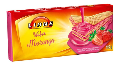 Biscoito Wafer Sem Lactose 115g - Liane - Sabor Morango